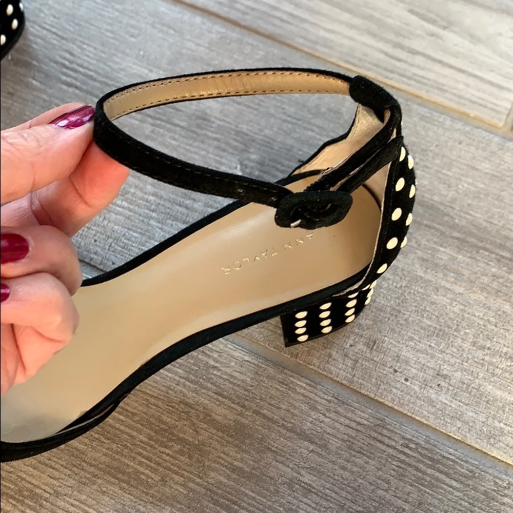 Ann Taylor Black 2” Heels with faux pearl trim - Picture 5 of 8